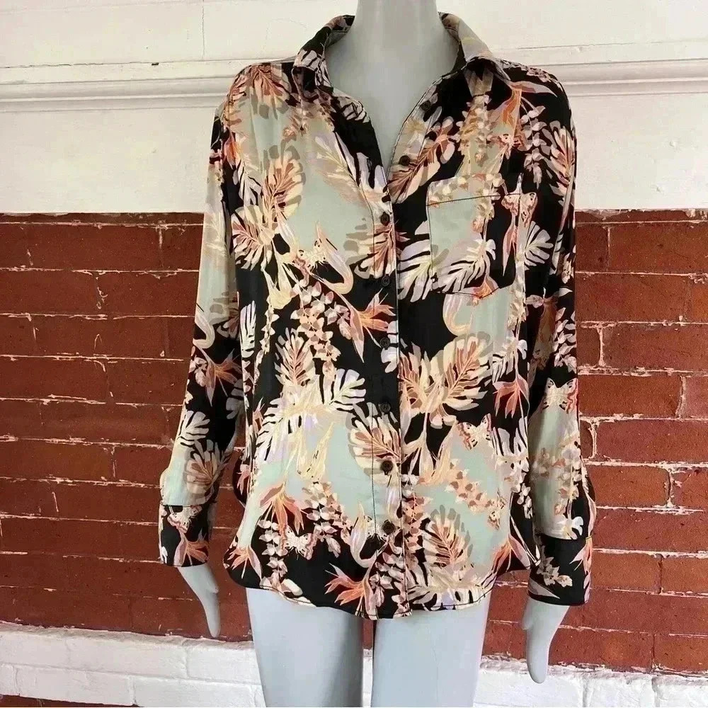 Free People Under The Palms Shirt Tropical Print - Picture 7 of 13